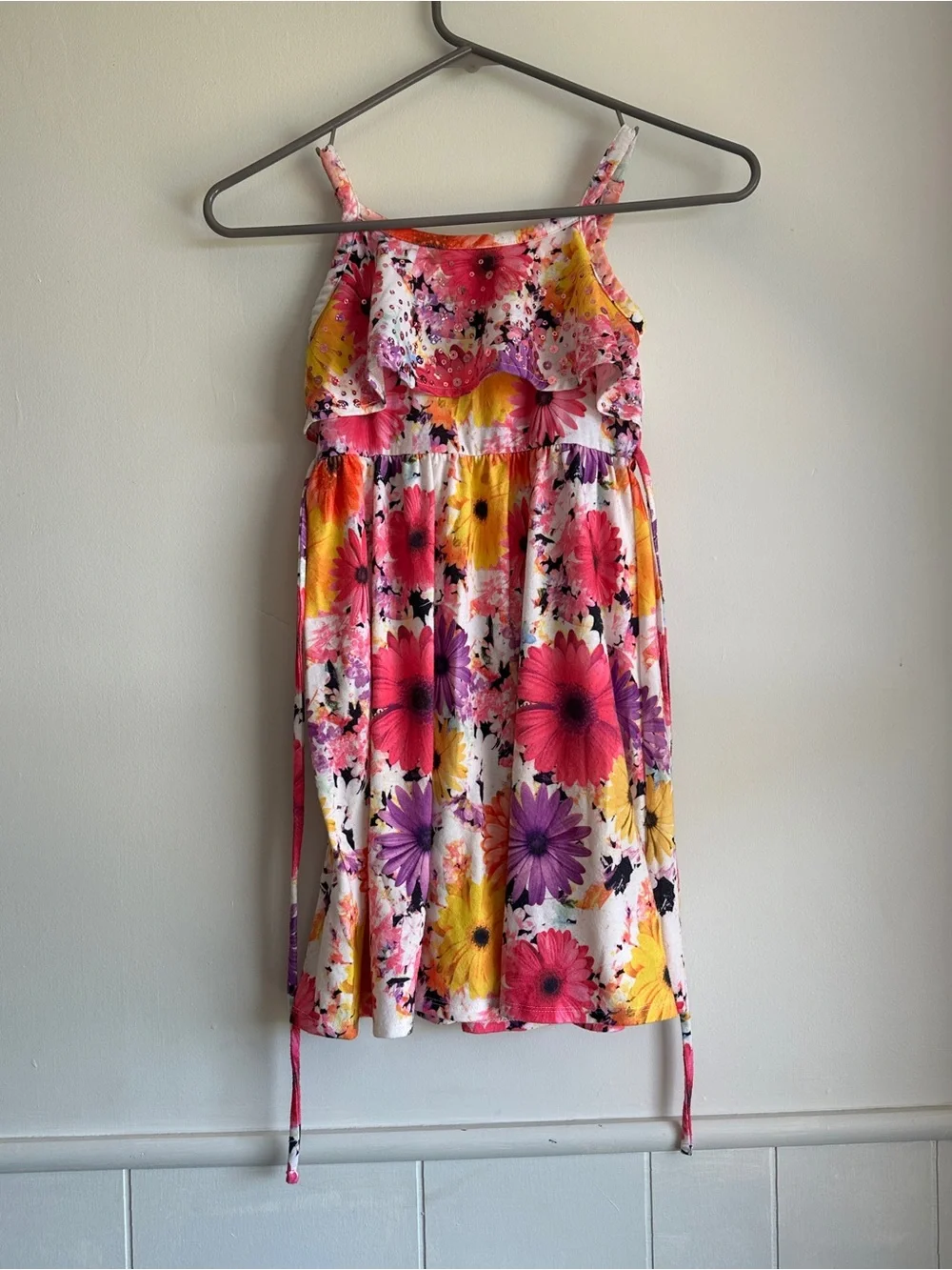 Justice Floral Ruffle Sundress in Pink, Yellow & Purple